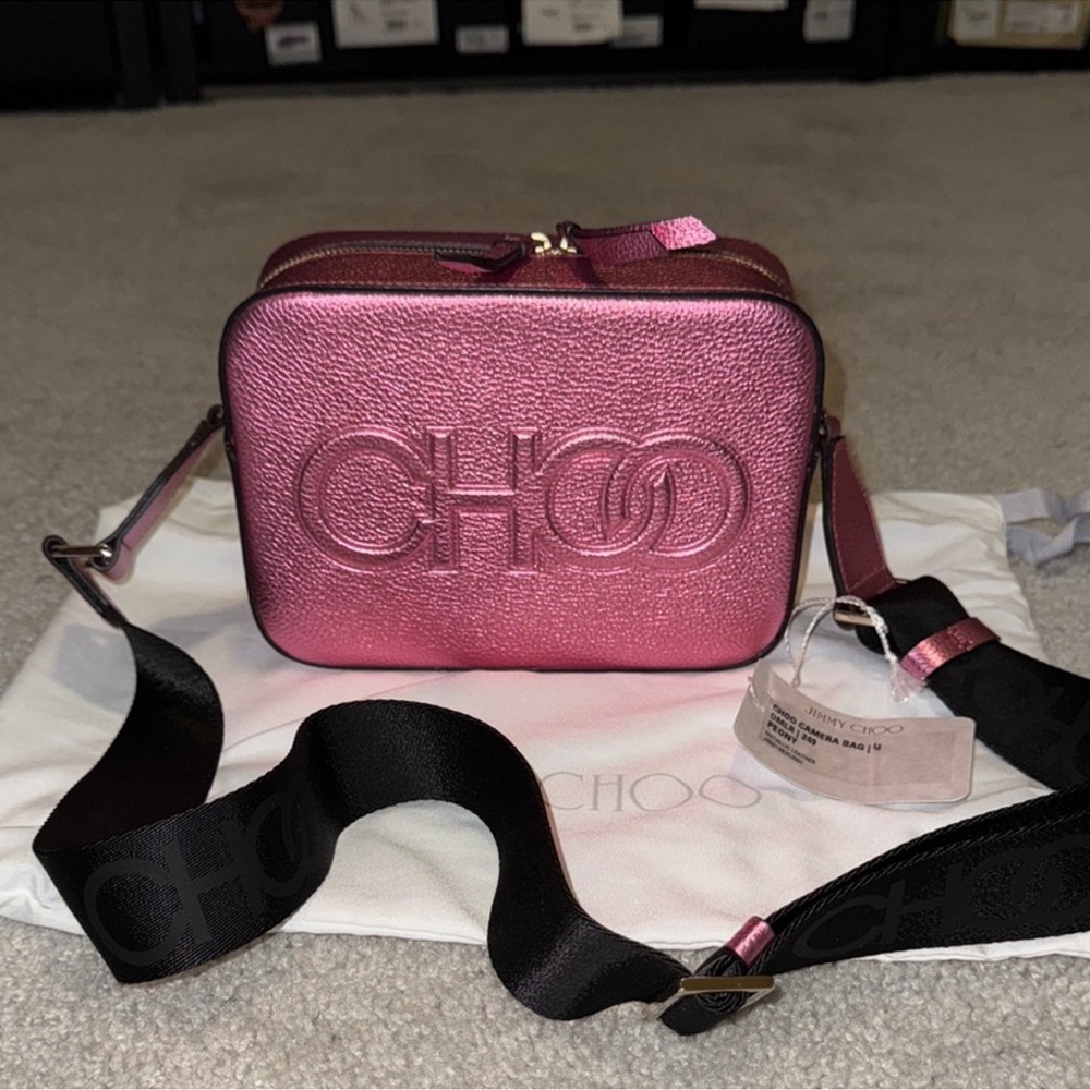 Jimmy Choo Metallic Pink Leather Crossbody Bag